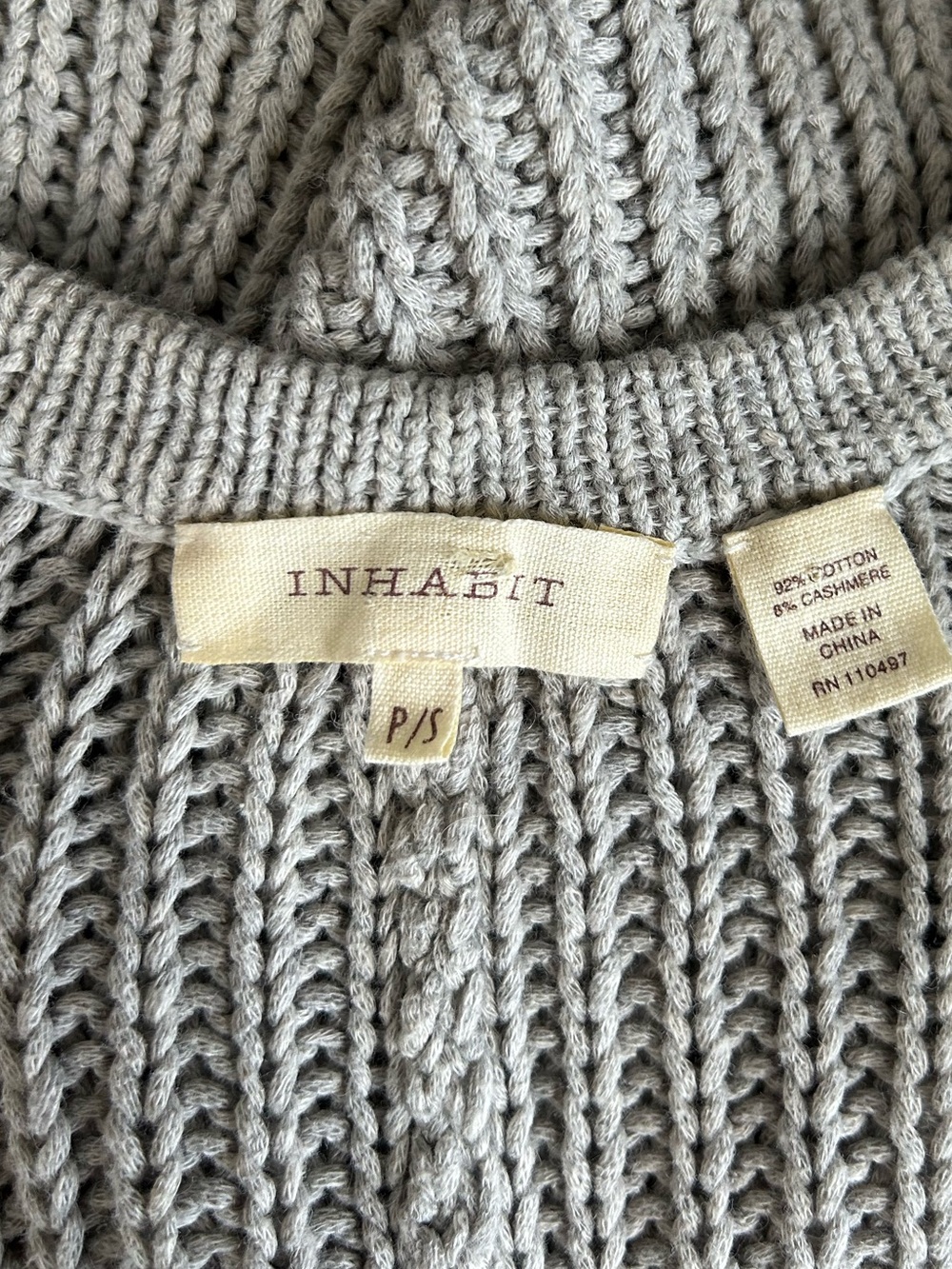 Inhabit Grey Cotton Cashmere Batwing Poncho Sweater XS/S Lagenlook - Picture 6 of 6